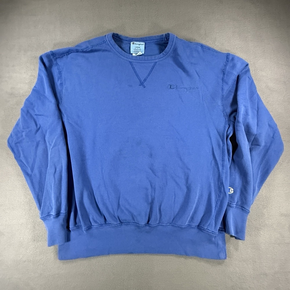 Vintage Champion Sweatshirt Mens Large Blue Crewneck Embroidered